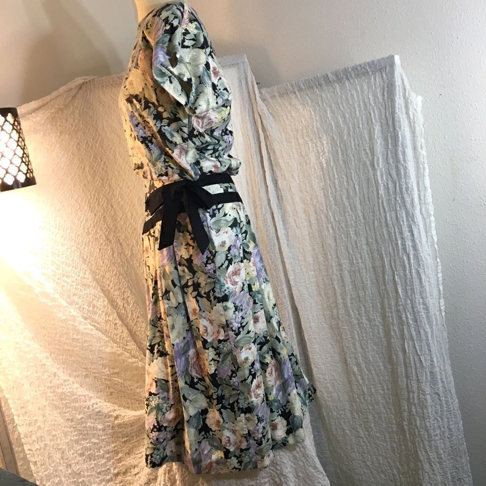 Joann Sparks for Daniel Barrett VTG Floral 80's Dress Size 12 - Picture 2 of 10